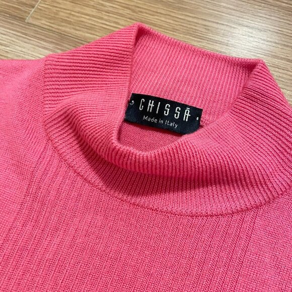 Vintage Made in Italy Merino Wool Mockneck Sweater Pink - Picture 2 of 6